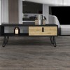Alilang 14.17 Inch Modern Industrial Coffee Table with Open Storage Shelves and Sliding Drawer - Black Multi - 2 of 4