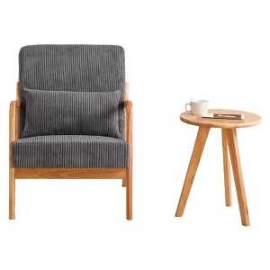 TiramisuBest Mid-Century Accent Chair & Coffee Table Set,Vintage Luxury Design, Beige Leisure Chair & Walnut-Tone Table for Living or Bedroom - 1 of 4