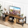 Jojoka Sturdy Wooden Entertainment Center with 2 Closed & 2 Open Shelves - 2 of 4