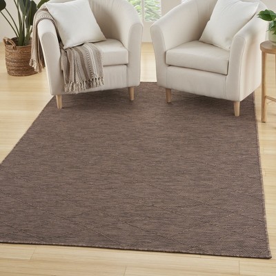 Mocha Geometric Non-Slip Washable 6' x 9' Synthetic Rug