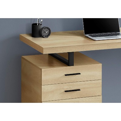 Contemporary Beige and Black Home Office Desk with 3 Drawers