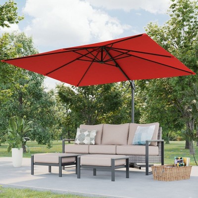 Sonkuki 10X8FT Outdoor Patio Cantilever Umbrella With Canopy, 360°Rotation Offset Umbrella