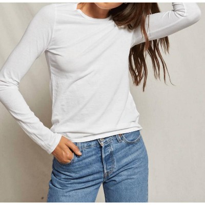 Women's Dylan Long Sleeve Crew Tee - perfectwhitetee