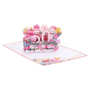 Unique Bargains 3D Handcrafted Pop-Out Gift Cards with Greeting Card and Envelope Pink - 1 of 4