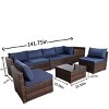 Modern 8 Piece Outdoor Patio Furniture Set with Hidden Storage,Outdoor Garden Wicker Rattan Cushion Sectional Sofa,Glass Coffee Table-Coolbibila - 4 of 4