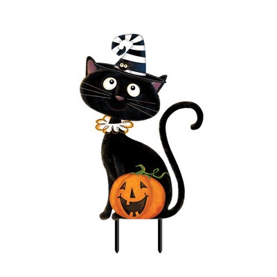 Briarwood Lane Halloween Cat Metal Yard Art 29x15 For Halloween Metal Art