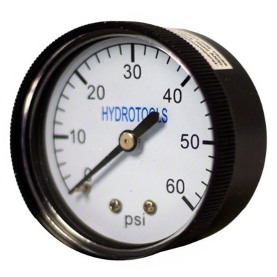 Swimline 60 PSI HydroTools Rear Mount Pressure Gauge Swimming Pool Filter Pump Accessory 2.25" - Black/White