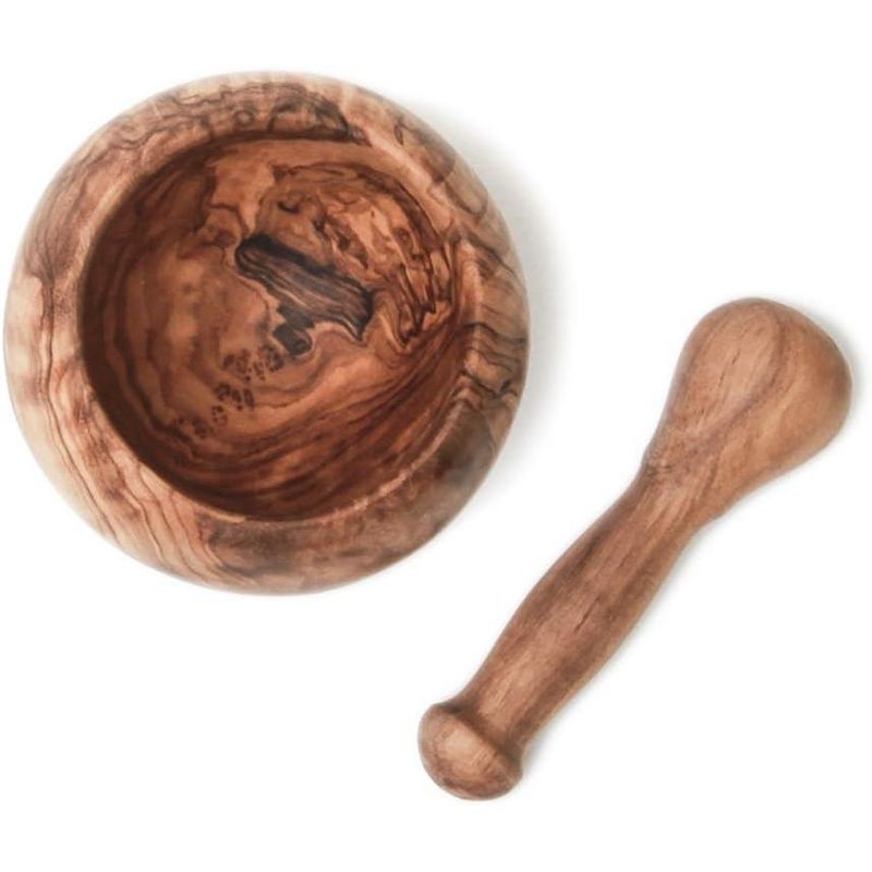 Berard Olive Wood Handcrafted Mortar and Pestle Set, 5 Inch, 3 of 5