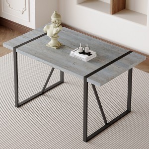 NicBex 55.1" Modern Rectangular Wood Dining Table 1.5" Thick Engineered Wood Tabletop with Metal Legs for Kitchen - 1 of 4