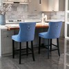Lyngins Modern Velvet Bar Stools Set of 2, Upholstered Counter Height Bar Stools with Button Tufted & Wooden Legs, Leisure Bar Chairs, Counter Stools - 3 of 4