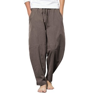COOFANDY Men's Linen Harem Drawstring Pants Casual Elastic Waist Lightweight Trouser Hippie Summer Beach Yoga Pants - 1 of 4