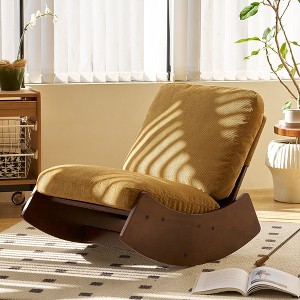 Comfortable Glider Rocking Chair, Upholstery Glider Chair, Solid Wood Frame Multiple Settings Accent Reading Chair - 1 of 4