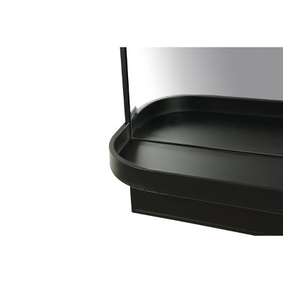 Modern Gold Rectangular Wall Mirror with Shelf, 36" Height