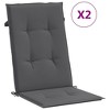 vidaXL Highback Chair Cushion Set of 2 Anthracite 100% Polyester - 2 of 4