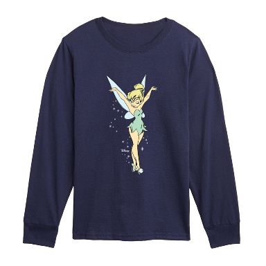 新品 Tinker Bell グラフィック Tシャツ ネイビー S Boys' Tinker Bell Stretch Long Sleeve Graphic T-Shirt - Navy - X