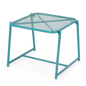 Syemin End Tables Outdoor Side Tables, Hollow out Sofa Table, Anti Rust Small Patio Table Metal Nightstand for Porch, Blue, 19.5"*18"*16.25" - 1 of 4
