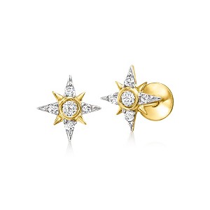 Pure Collection by Ross-Simons 0.10 ct. t.w. Diamond Star Flat-Back Stud Earrings in 14kt Yellow Gold - 1 of 4