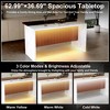 GDFStudio Taryn 63" Modern Marble Look Kitchen Island with LED Lights and Grille Design - 4 of 4
