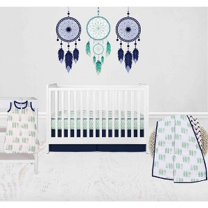 Bacati - Noah Muslin Mint Navy 4 pc Crib Bedding Set with Sleeping Bag - 1 of 4