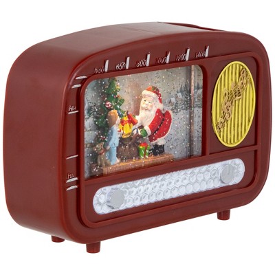 Santa Sighting Retro Radio LED Lighted Christmas Snow Globe
