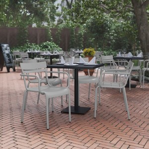Flash Furniture Nash Commercial Grade Steel Indoor-Outdoor Stackable Chair with 2 Slats and Arms, Set of 4 - 1 of 4