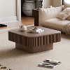 Square Coffee Table Accent Table Center Table with Hidden Storage, Mid-Century Modern Fluted Coffee Table - ModernLuxe - 4 of 4