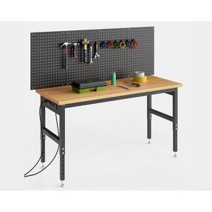 Adjustable Workbench with Pegboard Wall,2200lbs Garage Table, 28-40" Height Tool Storage for DIY Projects - 1 of 4