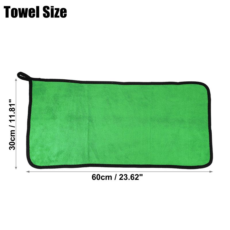Unique Bargains Extra Large 500 GSM Microfibre Car Drying Towel 11.81"x23.62" Gray Green 1 Pc, 3 of 8