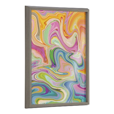 Kate and Laurel Blake Marble 27 Framed Printed Glass by Jessi Raulet of Ettavee, 18x24, Gray