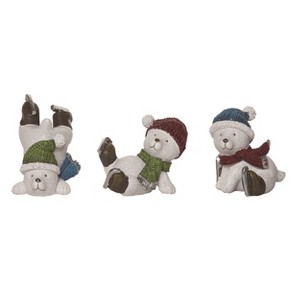 Transpac Resin Skating Bear Figurine Set of 3 Christmas Home Decorations - 1 of 1