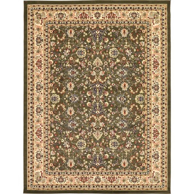 Olive and Ivory Synthetic 9' x 12' Reversible Area Rug