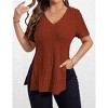 Womens Plus Size Tops Casual V Neck Short Sleeve Shirts Split Hem Blouses - 3 of 4