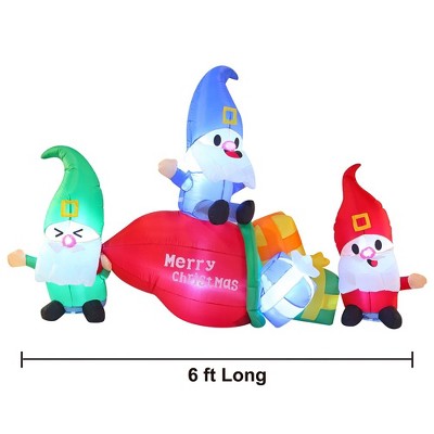 6-Foot Christmas Inflatable Gnomes with Gift Bag and LEDs