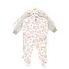 Hudson Baby Girls Cotton Sleep and Play, Pink Taupe Florals - 2 of 4