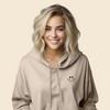 Dalix Smile Face Embroidered Fleece Cropped Hoodie Cold Fall Winter Women - 4 of 4