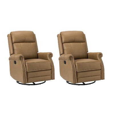 Irene 30.5" Wide Genuine Leather Manual Recliner with Rolled Arms Set of 2| ARTFUL LIVING DESIGN