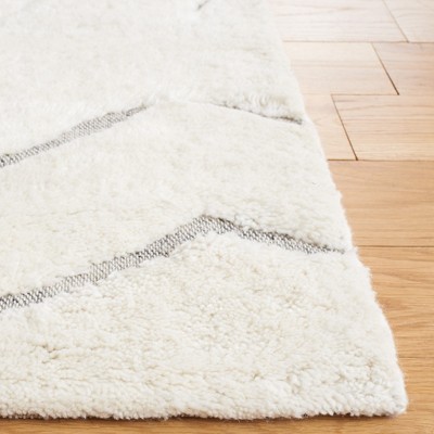 Ivory and Gray Hand-Knotted Wool Area Rug