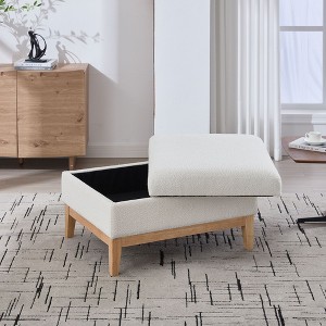 CAVINAS 33.86" Storage Ottoman Bench with Reversible Lid,Square Footrest with Rubberwood Legs,Storage Bench for Bedroom,Living Room - 1 of 4