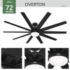 Hunter 72" Overton Matte Black Lighted Ceiling Fan with 10 Blades, Integrated LED, Damp Rated, Whisper Quiet Performance - 3 of 4