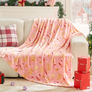 Lomsoe Christmas Throw Blanket, Cozy Holiday Blanket with Red Snowflake Design, Soft Lightweight Flannel Christmas Blanket. - 1 of 4