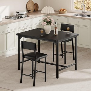 Nasitip Dining Table Set for 2 W/Footrest & Backrest, Counter Height Table with 2 Upholstered Bar Chairs,for Small Space - 1 of 4