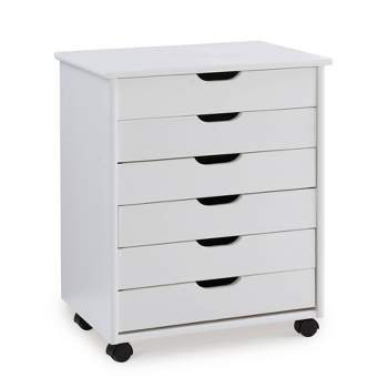Costway 5 Drawer Dresser Storage Cabinet Chest w/Wheels for Home Office  White