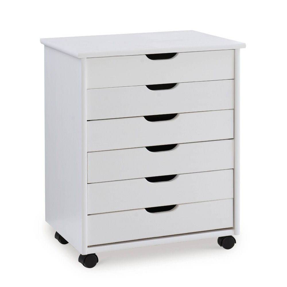 Photos - Other Furniture Linon Cary Transitional 6 Drawer Solid Wood Contoured Handle Cut Out Wide Roll C 