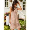 Allegra K Women's Floral Flutter Sleeves V Neck Smocked Ruffle Sundresses - 2 of 4