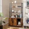 Tangkula 61" Cat Litter Box Enclosure w/ Storage 3-tier Shelves Side Entrance Indoor - 2 of 4