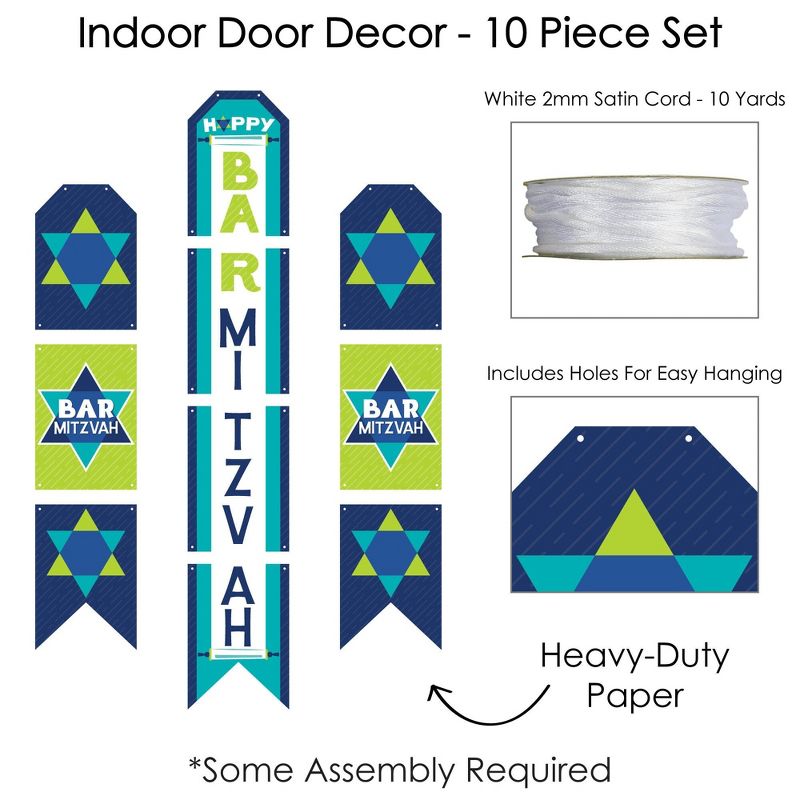 Big Dot of Happiness Blue Bar Mitzvah - Hanging Vertical Paper Door Banners - Boy Party Wall Decoration Kit - Indoor Door Decor, 5 of 8