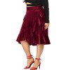 Agnes Orinda Women's Plus Size Skirt Ruffled Hem Velvet Wrap Skirts - 2 of 4