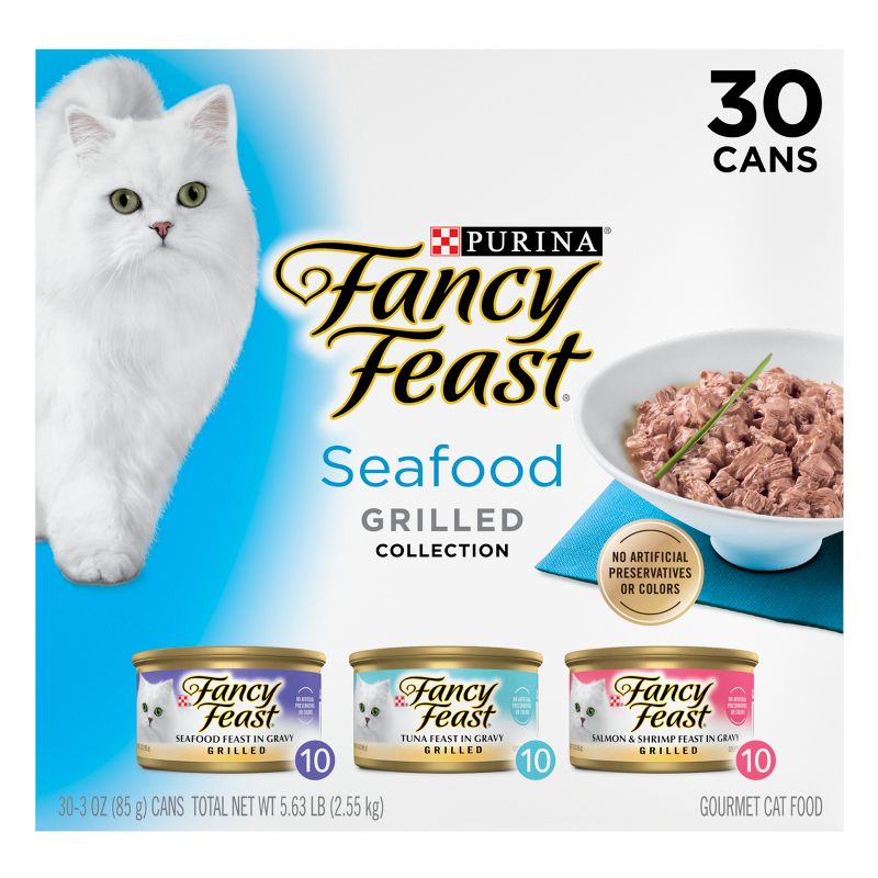 Purina Fancy Feast Variety Pack Seafood, Fish, Tuna &#38; Salmon Wet Cat Food Cans - 3oz/30ct, 4 of 10