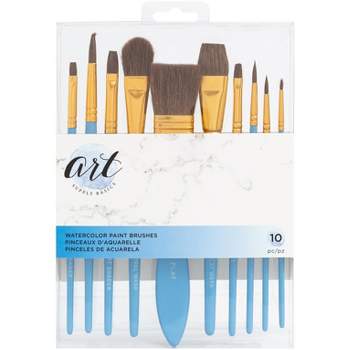 School Smart Chubby Paint Brushes, Flat Tip With Hog Bristles, 7-1
