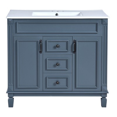 YOOCOZZ Modern Bathroom Vanity with Three-Hole Ceramic Sink, Cabinets and Drawers